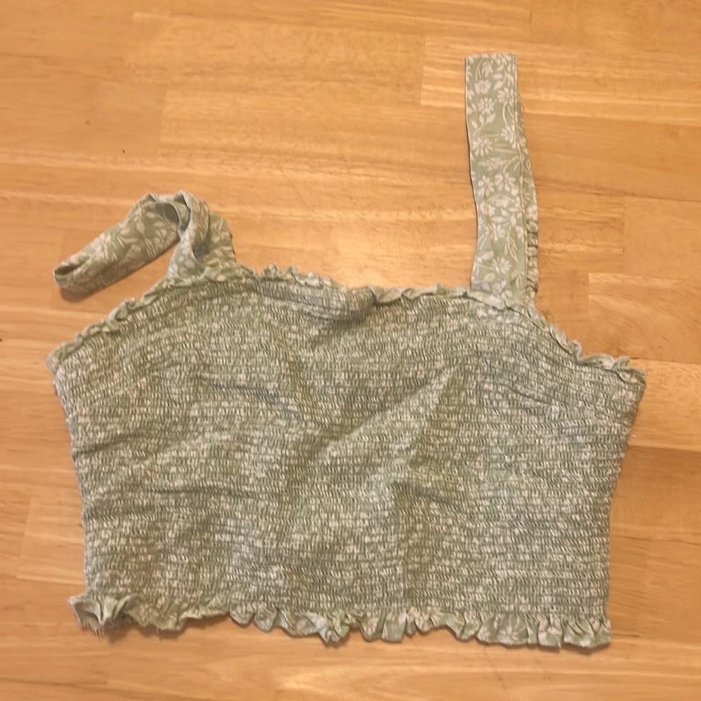 Green white flower stretchy ban-do top